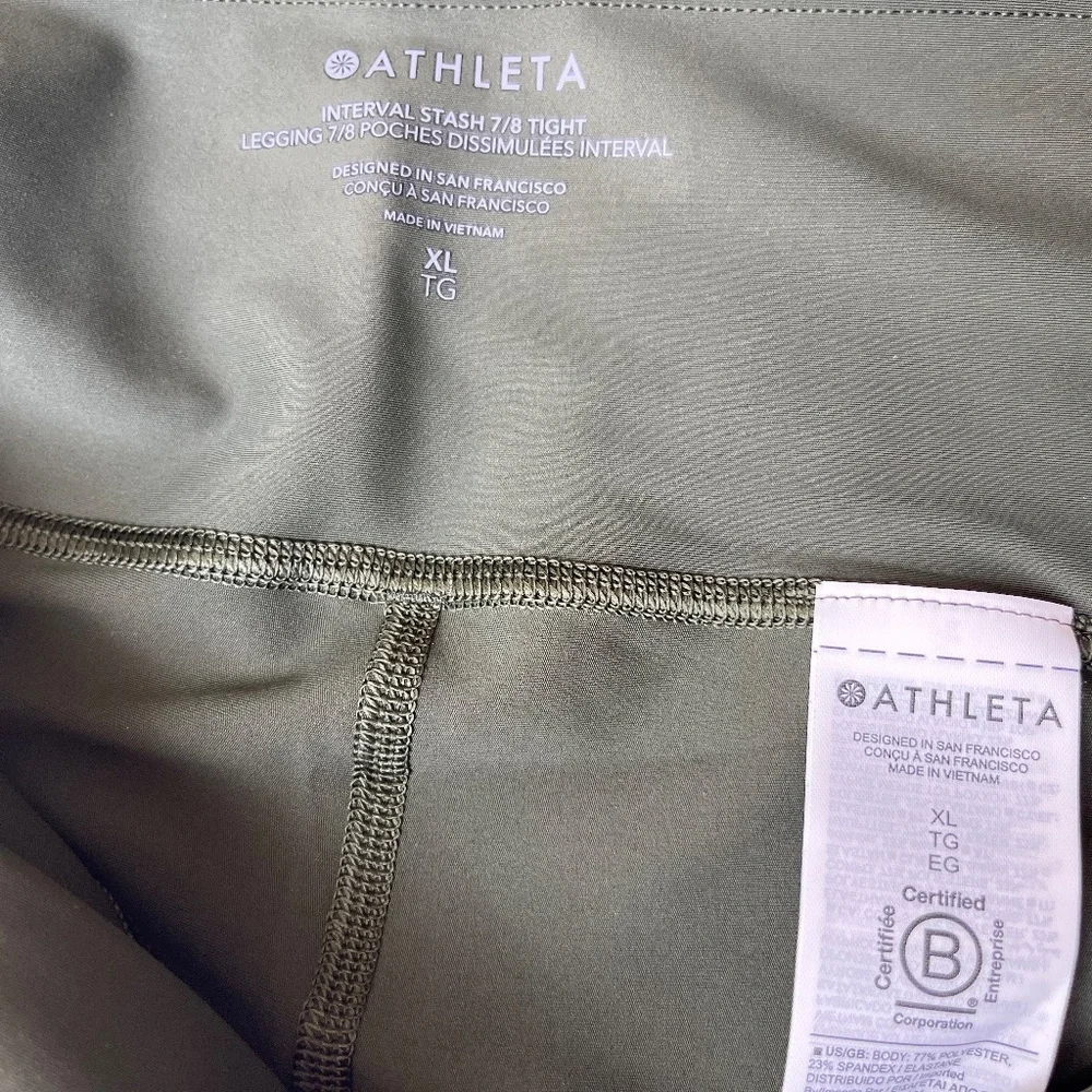 NWT Athleta Interval Stash 7/8 Legging XL - Aspen Olive - Picture 7 of 7